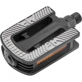 Педали FP-630, ось 9/16" со светоотражателями, пластиковые чёрно-серые