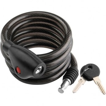 Трос-замок 87305+HL032, 12х1800 мм, с креплением, чёрный