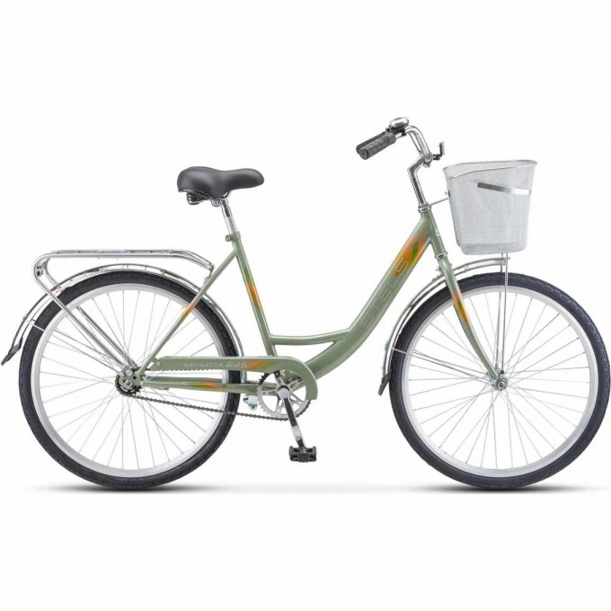 Велосипед STELS Navigator 26" 245 Z010 оливковый (с корзиной) (LU093460) рама 19", 2023 JU000410882022JU0010982